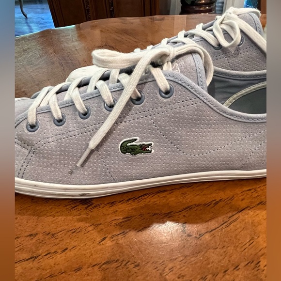 Lacoste baby blue/ gray suede Retro style sneakers. GUC! Super preppy! - Picture 5 of 10
